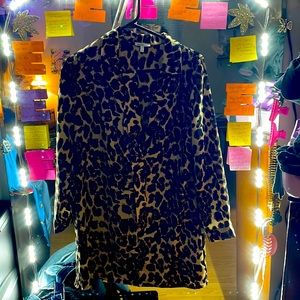 Long sleeve oversized cheetah dress with belt